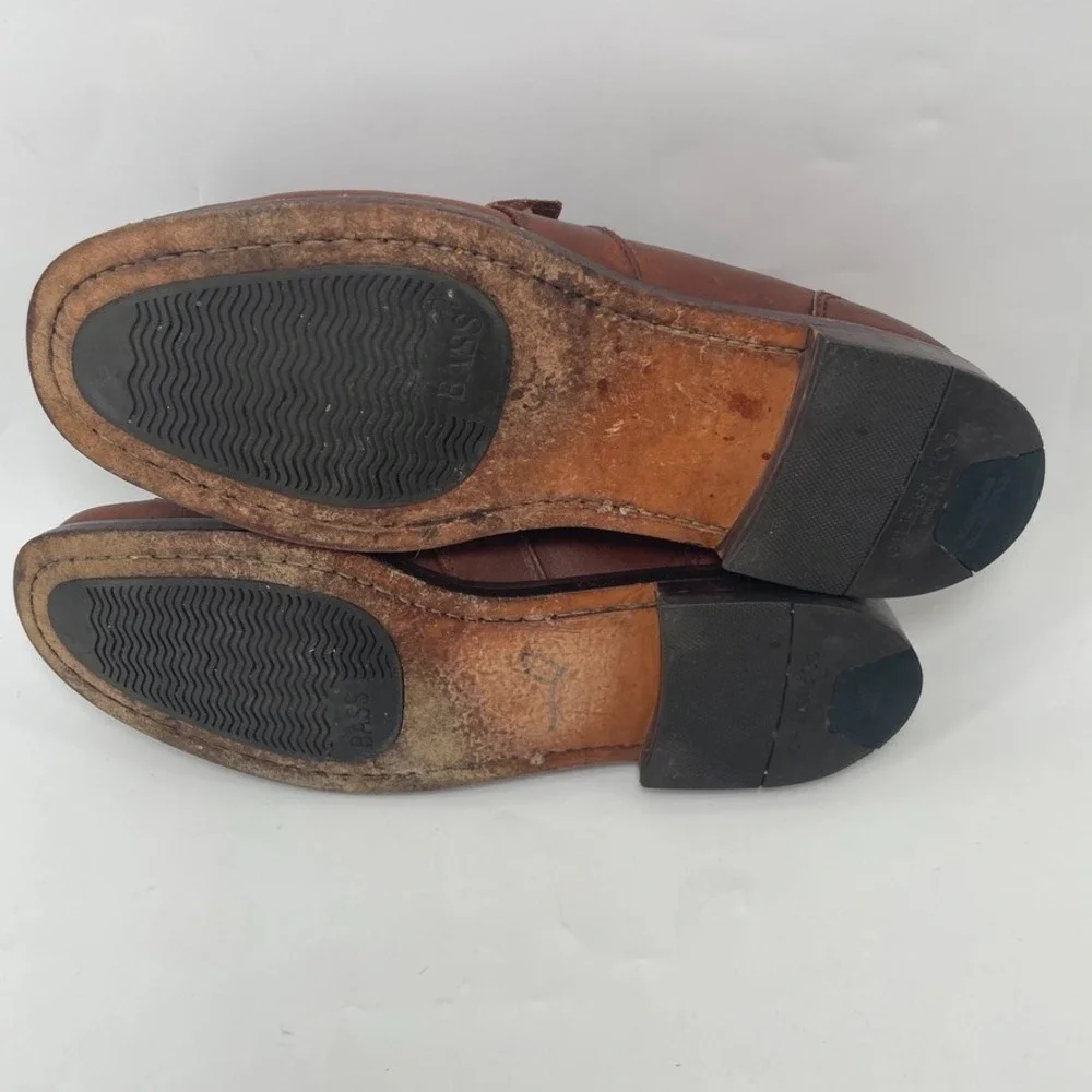 Vintage G.H. Bass Shoes Mens Size 9.5 M Kiltie Loafers Leather 90s Fringe Buckle